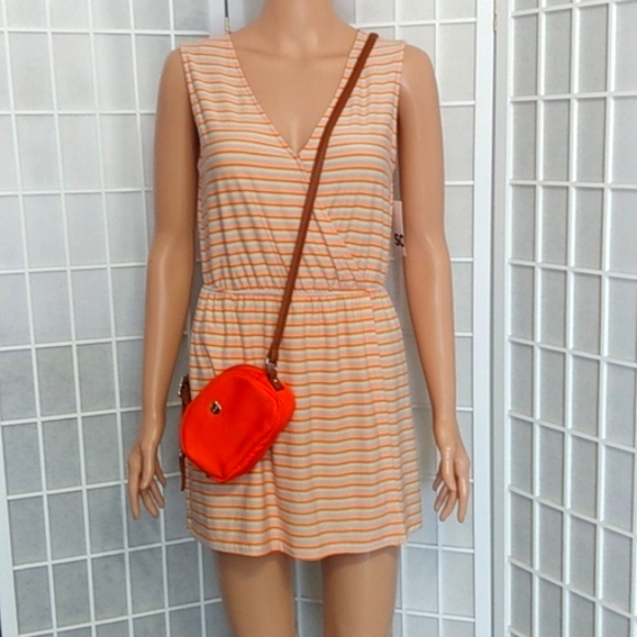 SO Faux-Wrap Knit Romper – Orange Stripe – Women M – NWT - Picture 12 of 13